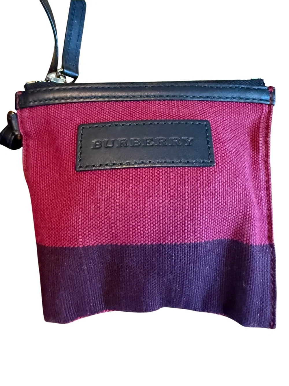 Burberry Ashby Canvas Shoulder Bag with Black Leather Trim and Pouch